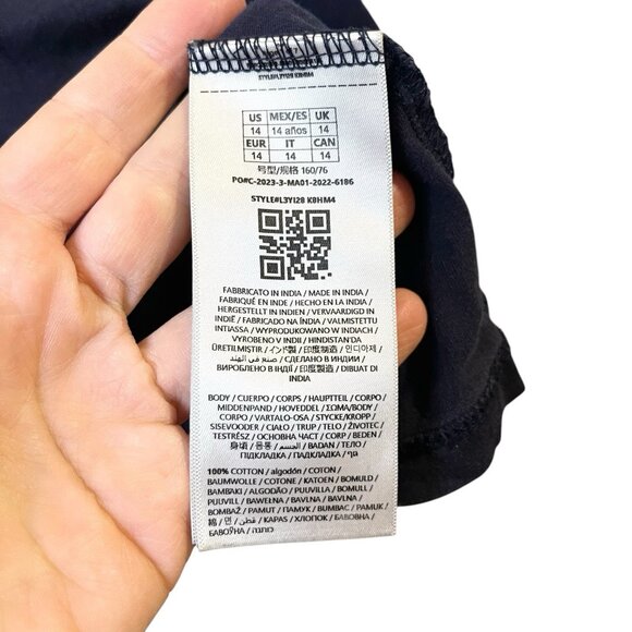 Guess Youth Boys Navy‎ Blue Organic Cotton Triangle Embroidered Logo T-Shirt 14 - Picture 6 of 6